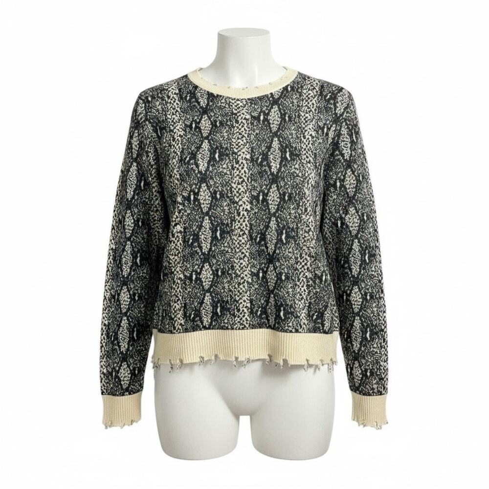 FATE Womens Sweater Wool Blend Factory Distressed Ragged Edge Comfy Casual S